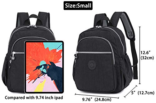 Small Nylon Backpack Mini Casual Lightweight backpack(Black)