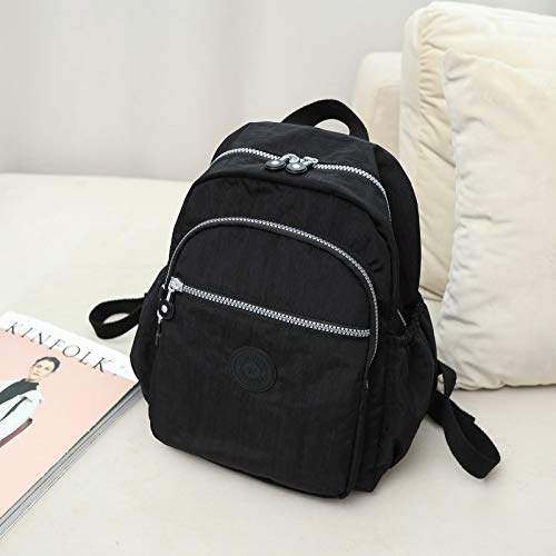 Small Nylon Backpack Mini Casual Lightweight backpack(Black)