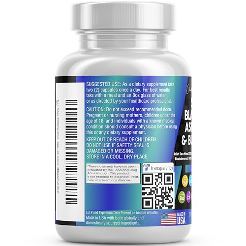 Sea Moss 3000mg Black Seed Oil 2000mg Ashwagandha 1000mg Turmeric 1000mg Bladderwrack 1000mg Burdock 1000mg & Vitamin C & D3 with Elderberry Manuka Dandelion Yellow Dock Iodine Chlorophyll ACV