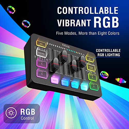 Gaming Audio Mixer, Streaming RGB PC Mixer