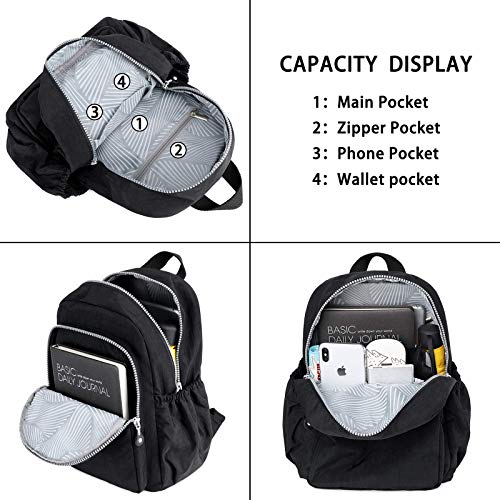 Small Nylon Backpack Mini Casual Lightweight backpack(Black)