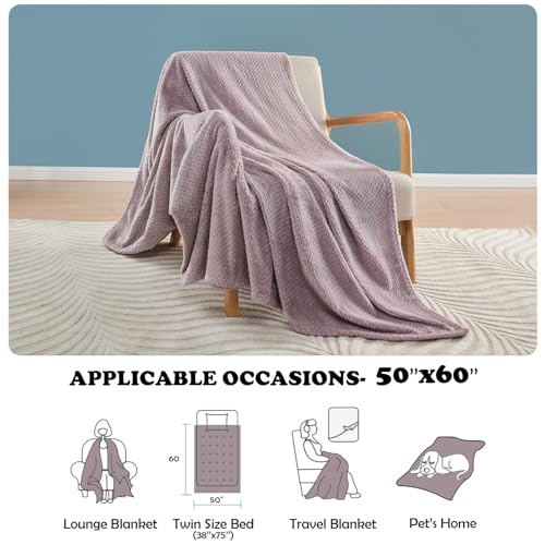 Super Soft Throw Blanket Light Purple Premium Silky Flannel Fleece