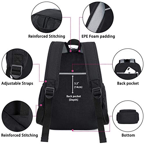 Small Nylon Backpack Mini Casual Lightweight backpack(Black)